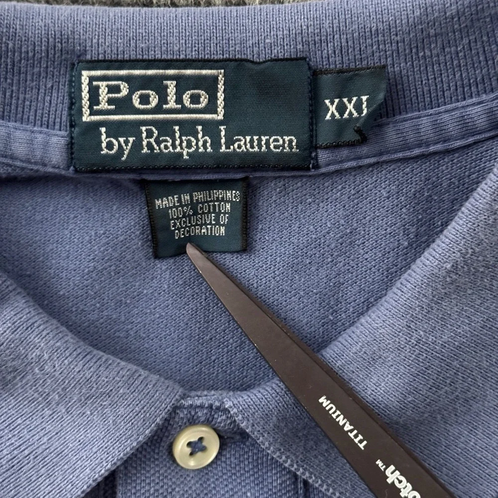 Polo Ralph Lauren Short Sleeve Polo Shirt XXL Blue Pique Knit Pony Logo Preppy